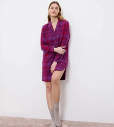 Damska koszula nocna Boyfriend NDW 01 X Checks RED PRINTS