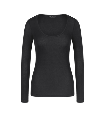 Czarna Koszulka Triumph Beauty Layers Top Scoop Neck