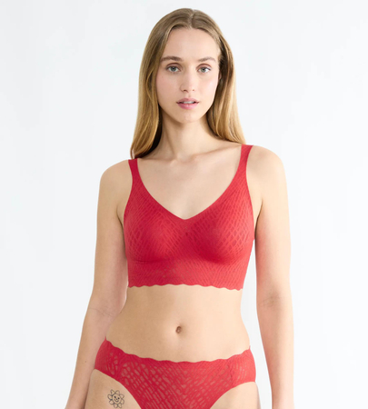Miękki biustonosz bez fiszbin sloggi ZERO Feel Bliss Festive Bralette SHANGHAI RED