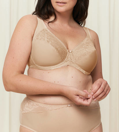 Biustonosz z fiszbinami Triumph Modern Lace+Cotton W02 NEUTRAL BEIGE