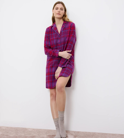 Damska koszula nocna Boyfriend NDW 01 X Checks RED PRINTS