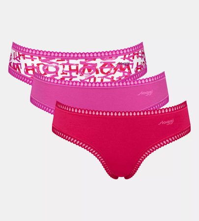 Majtki damskie sloggi GO Crush Hipster C3P PINK - DARK COMBINATION