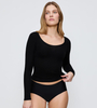 Czarna Koszulka Triumph Beauty Layers Top Scoop Neck
